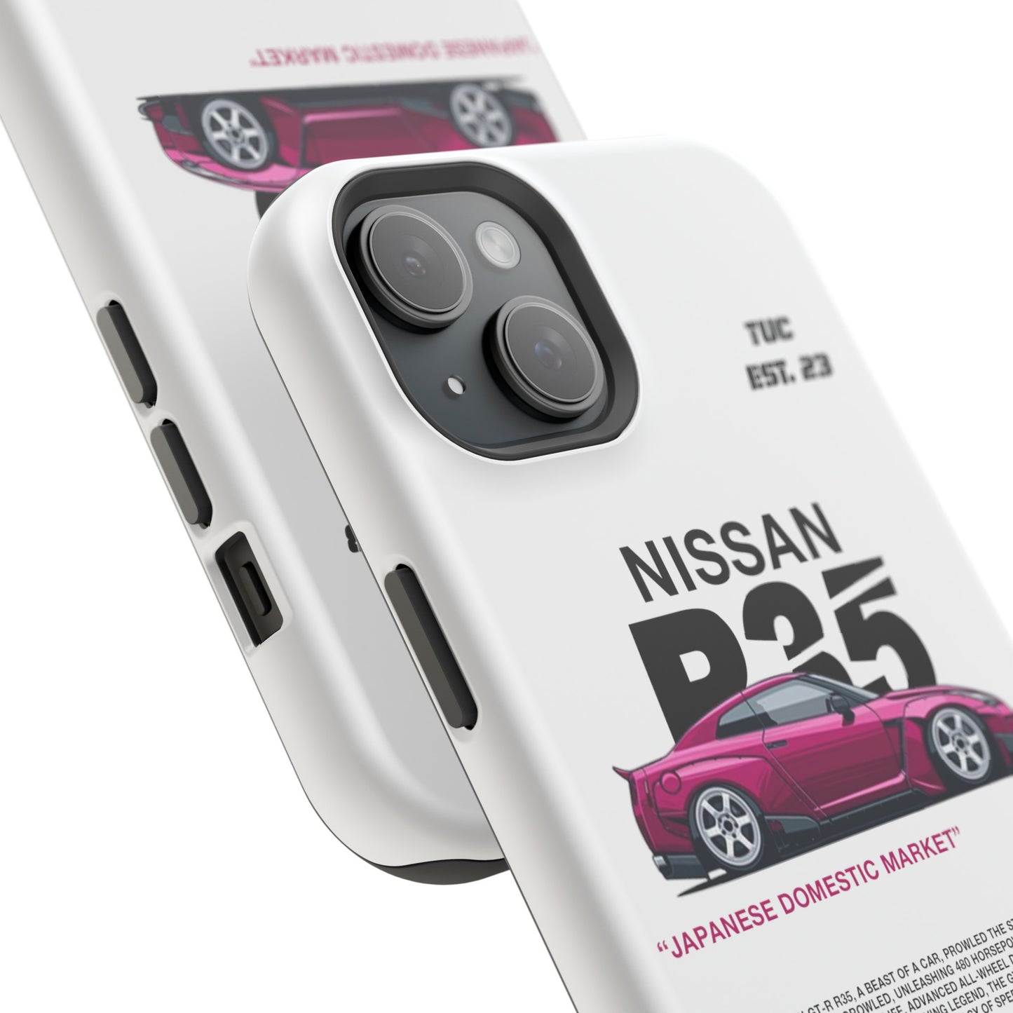 NISSAN GTR R35 WHITE PHONE CASE "JAPANESE ENGENEERING" NEW VERSIONS