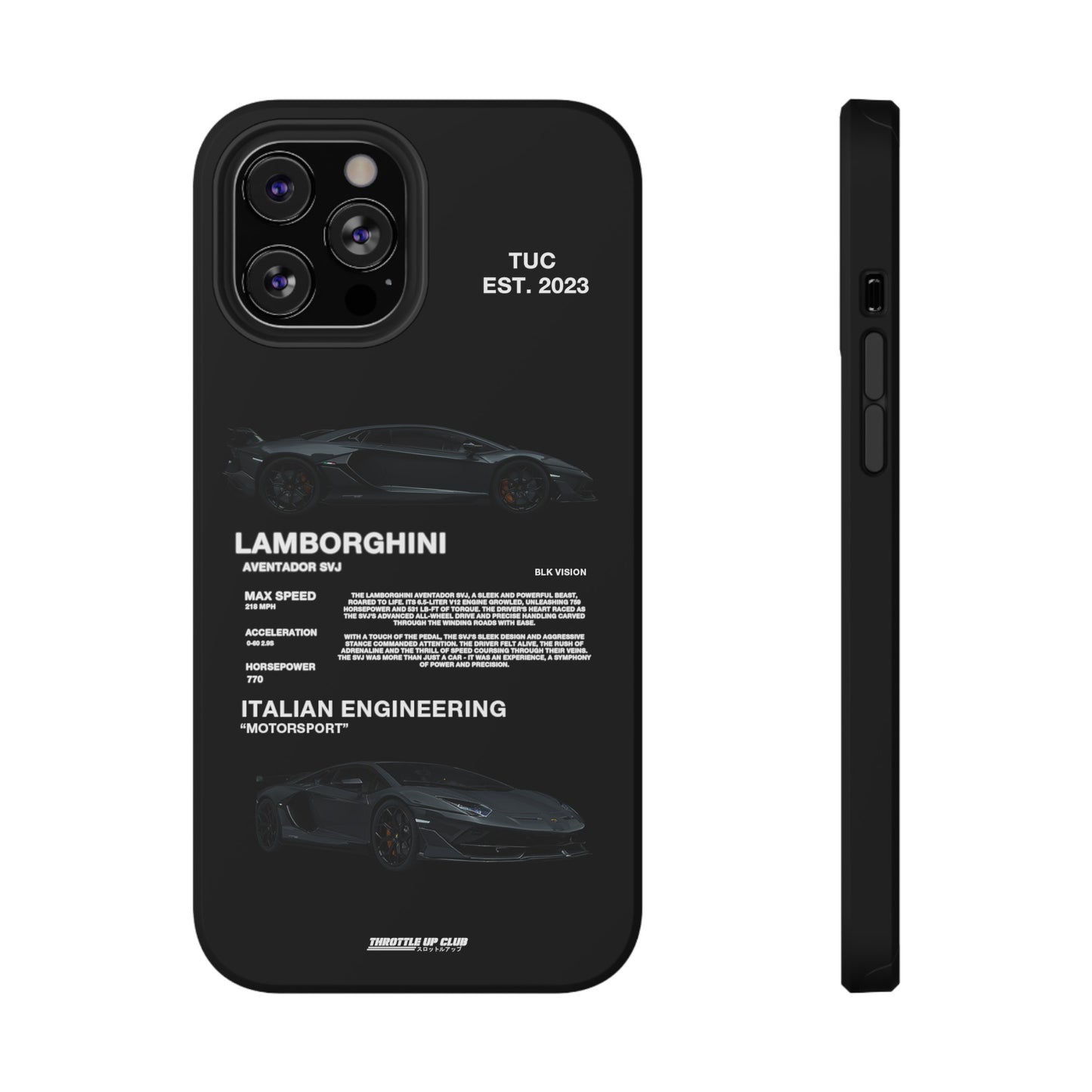 LAMBORGHINI AVENTADOR SVJ "ITALIAN ENGINEERING" BLK VISION PHONE CASE