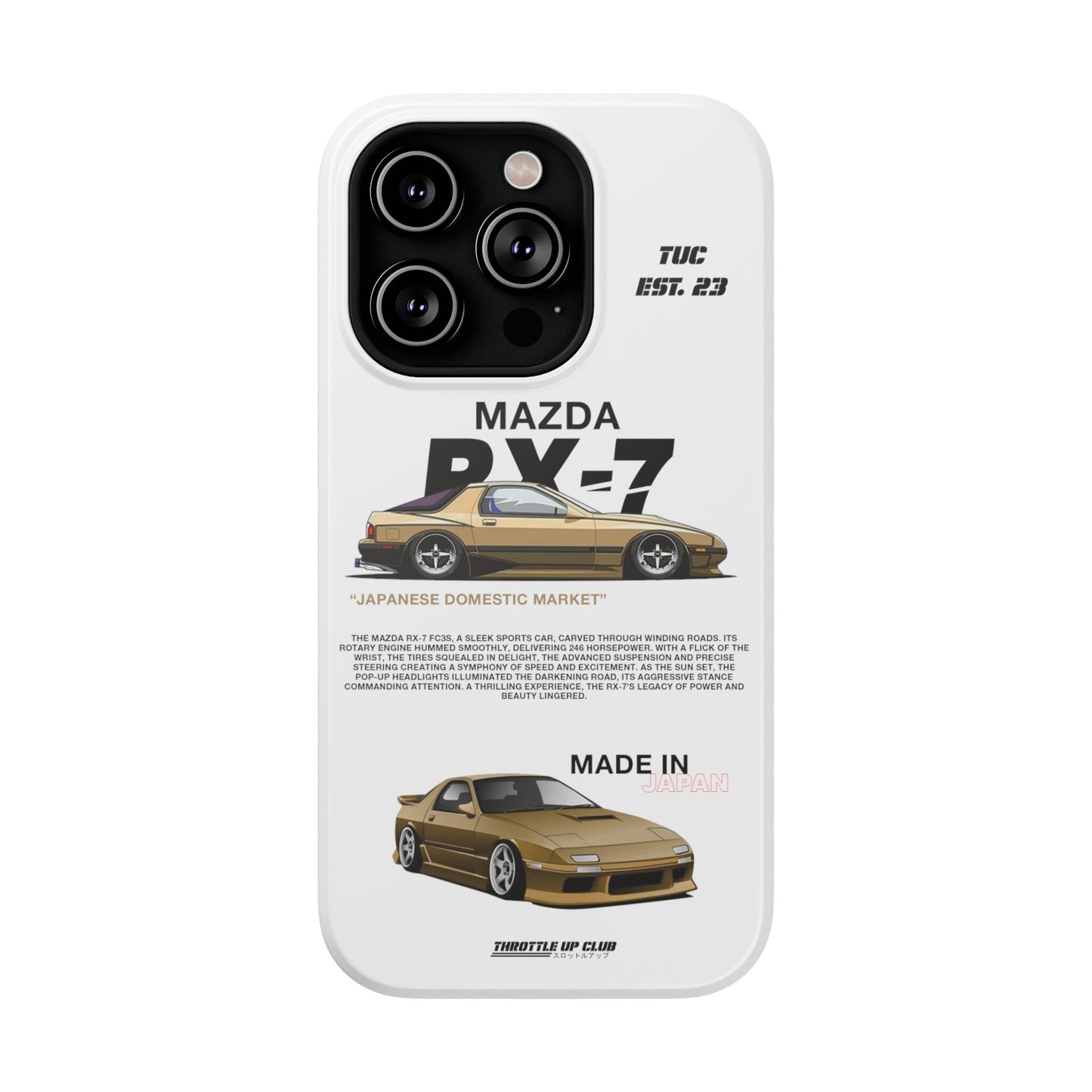 MAZDA RX-7 FC3S PHONE CASE "JAPANESE ENGENEERING" OLD VERSIONS