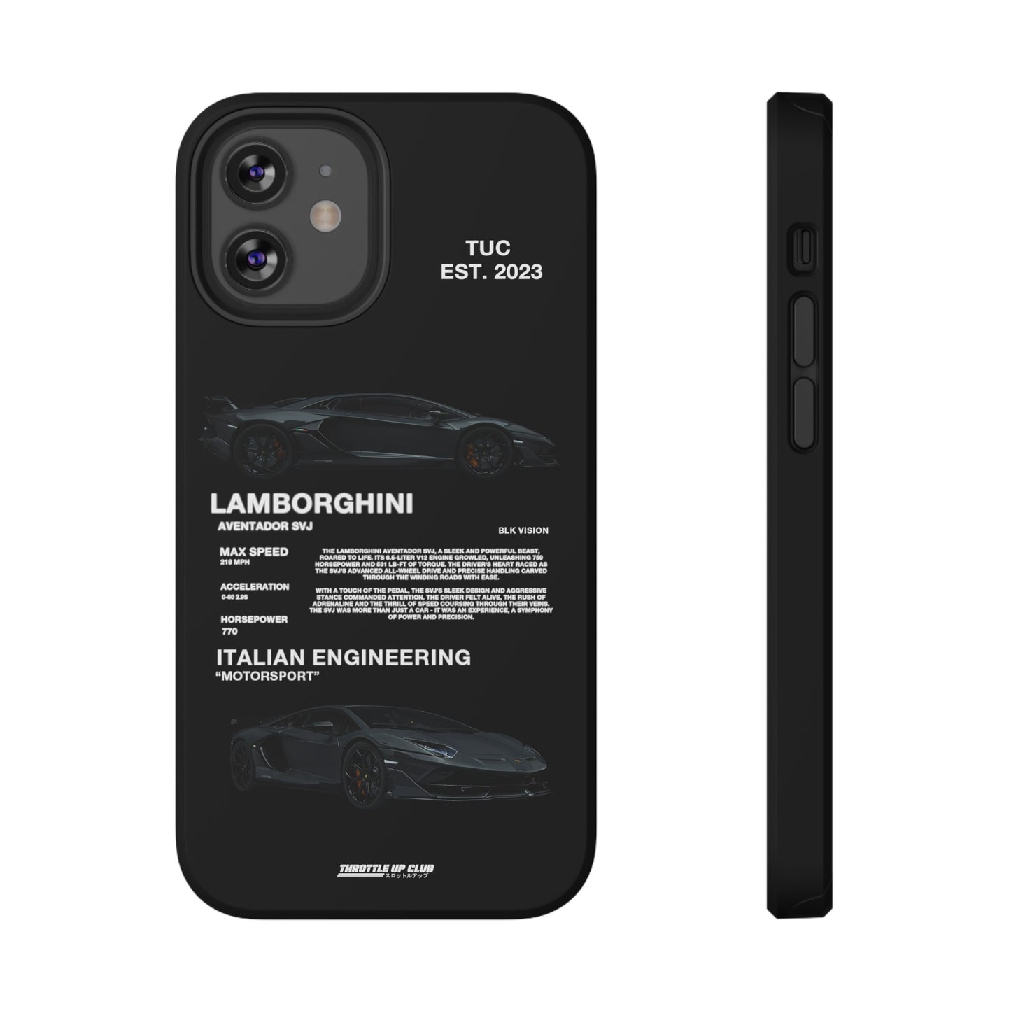 LAMBORGHINI AVENTADOR SVJ "ITALIAN ENGINEERING" BLK VISION PHONE CASE