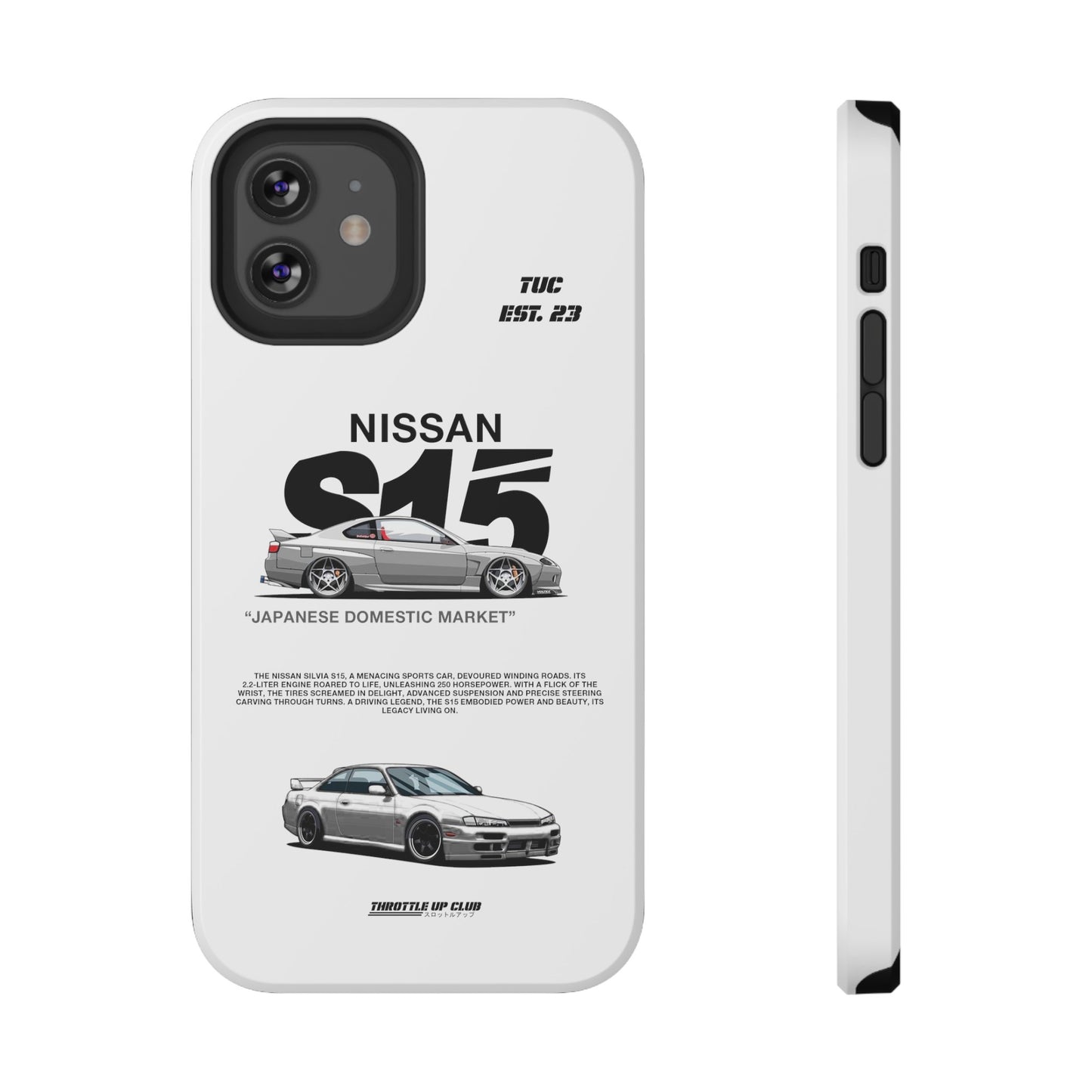 NISSAN SILVIA S15 WHITE PHONE CASE "JAPANESE ENGENEERING" OLD VERSIONS