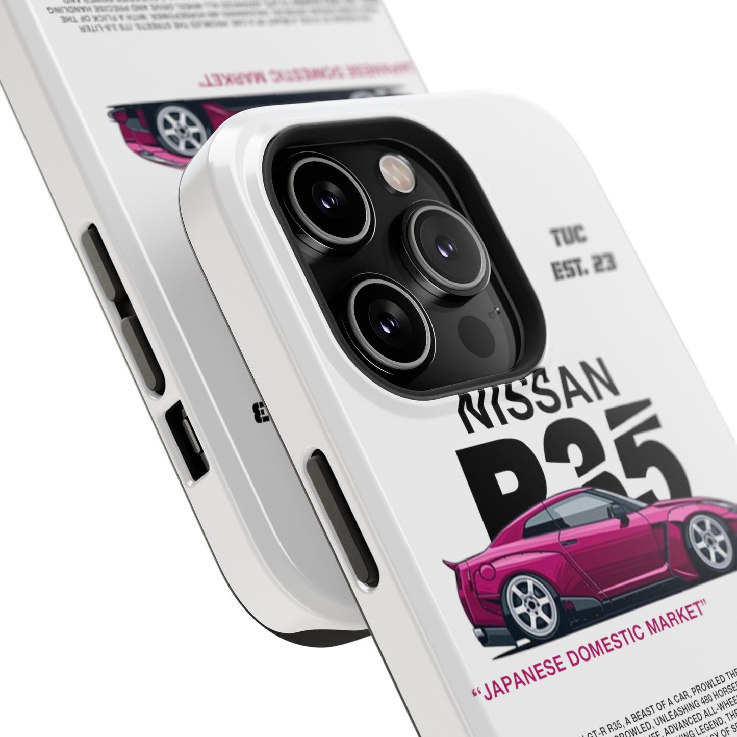 NISSAN GTR R35 WHITE PHONE CASE "JAPANESE ENGENEERING" NEW VERSIONS