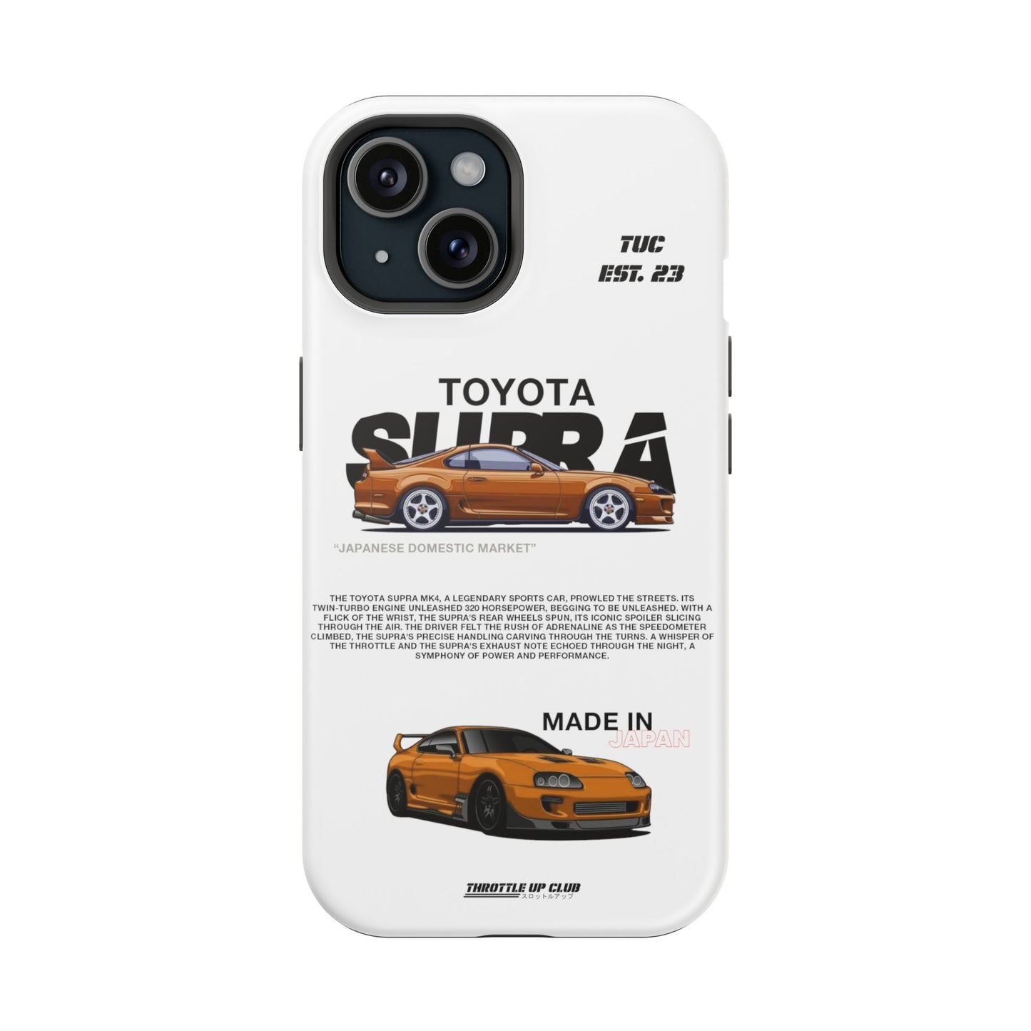 TOYOTA SUPRA MK4 PHONE  CASE "JAPANESE ENGENEERING" OLD VERSIONS