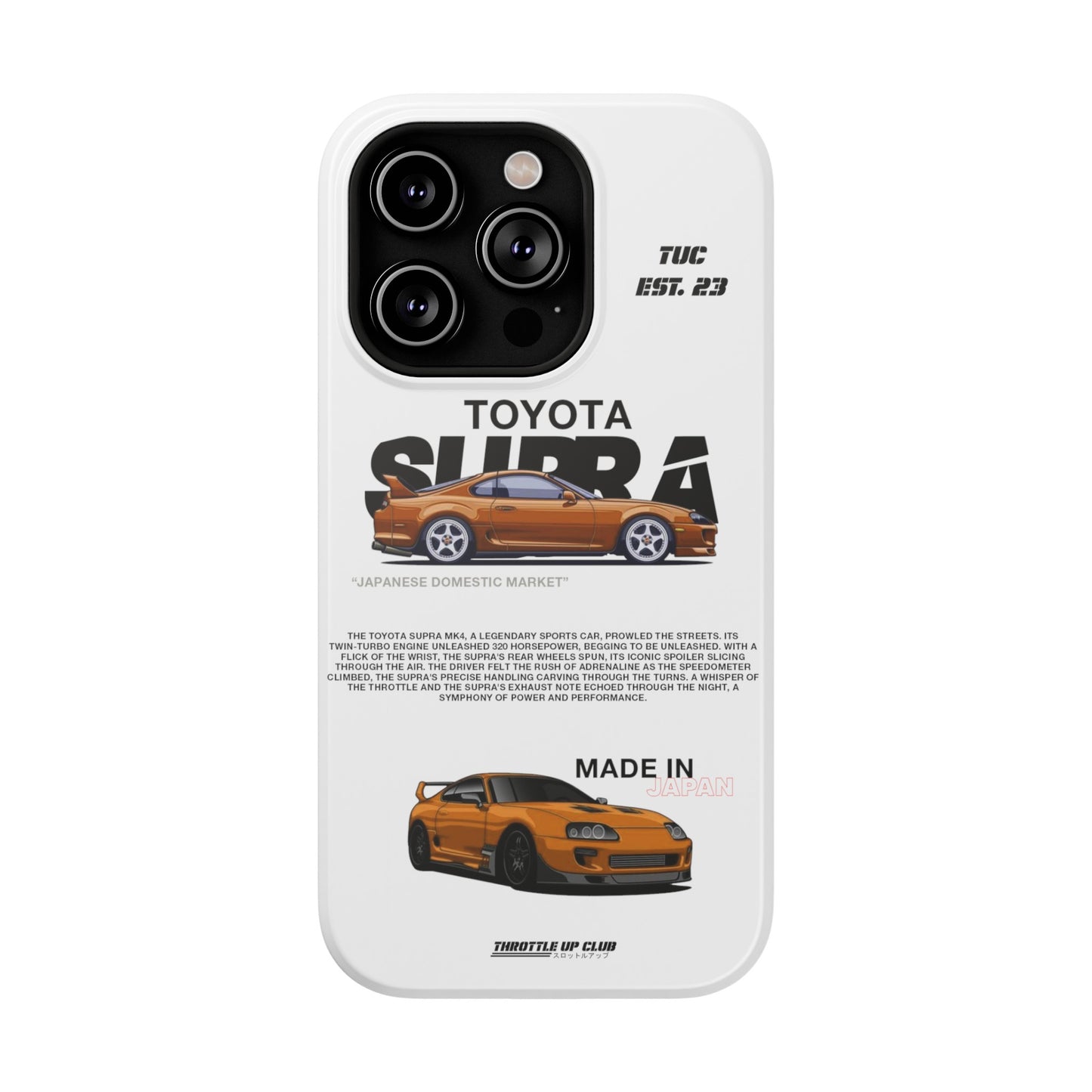 TOYOTA SUPRA MK4 PHONE  CASE "JAPANESE ENGENEERING" OLD VERSIONS