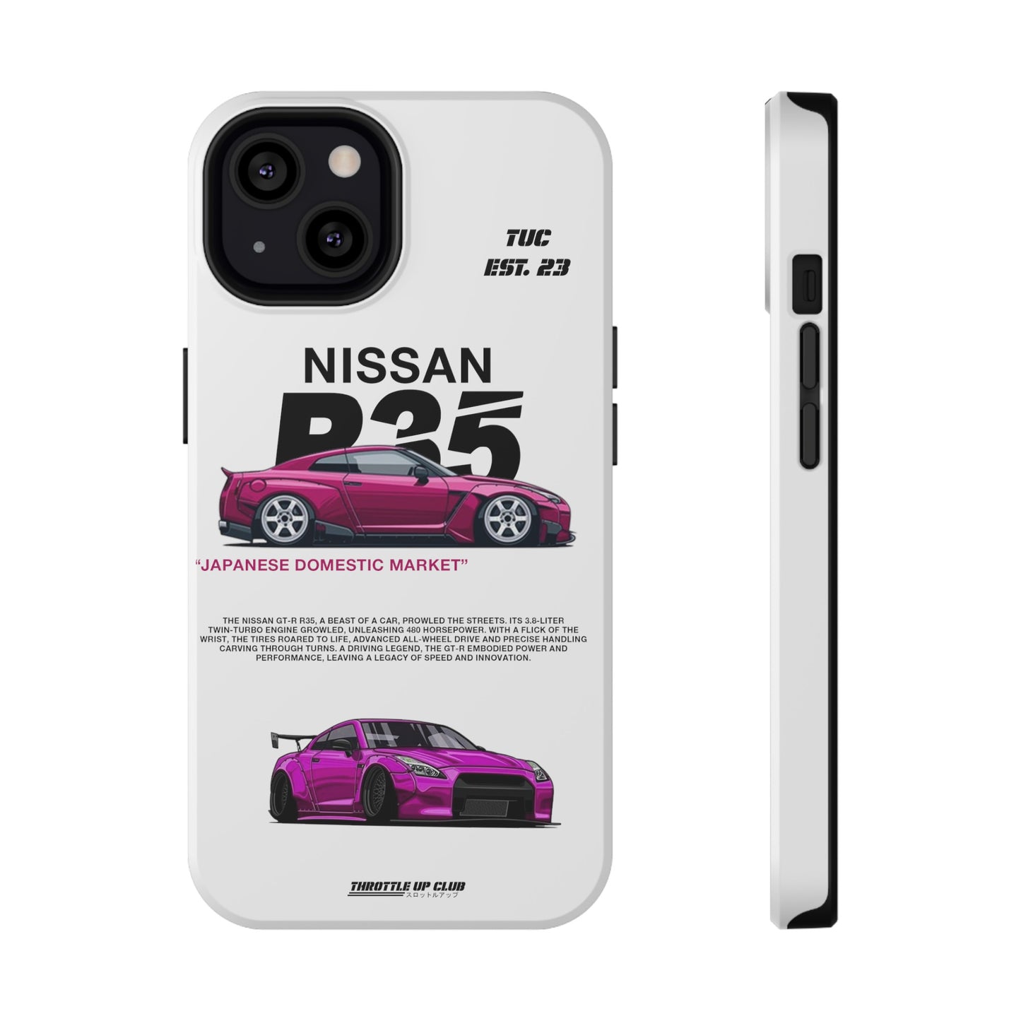 NISSAN GTR R35 WHITE PHONE CASE "JAPANESE ENGENEERING" NEW VERSIONS