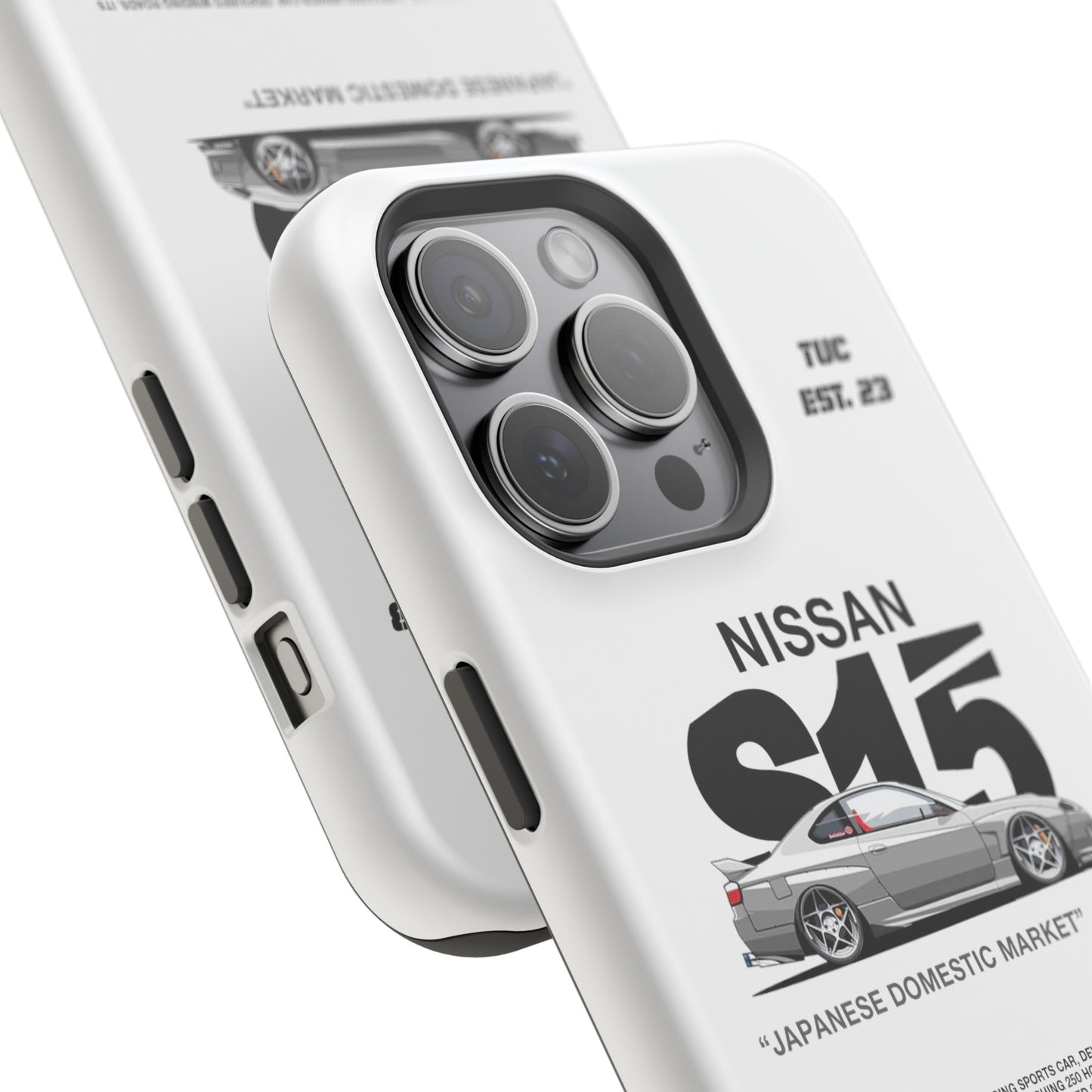 NISSAN SILVIA S15 WHITE PHONE CASE "JAPANESE ENGENEERING" OLD VERSIONS