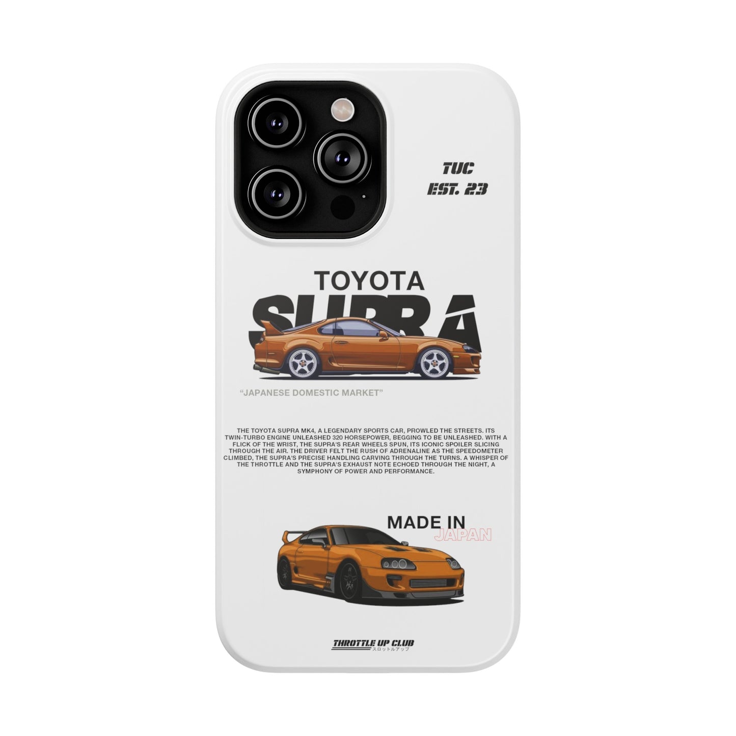 TOYOTA SUPRA MK4 PHONE  CASE "JAPANESE ENGENEERING" OLD VERSIONS