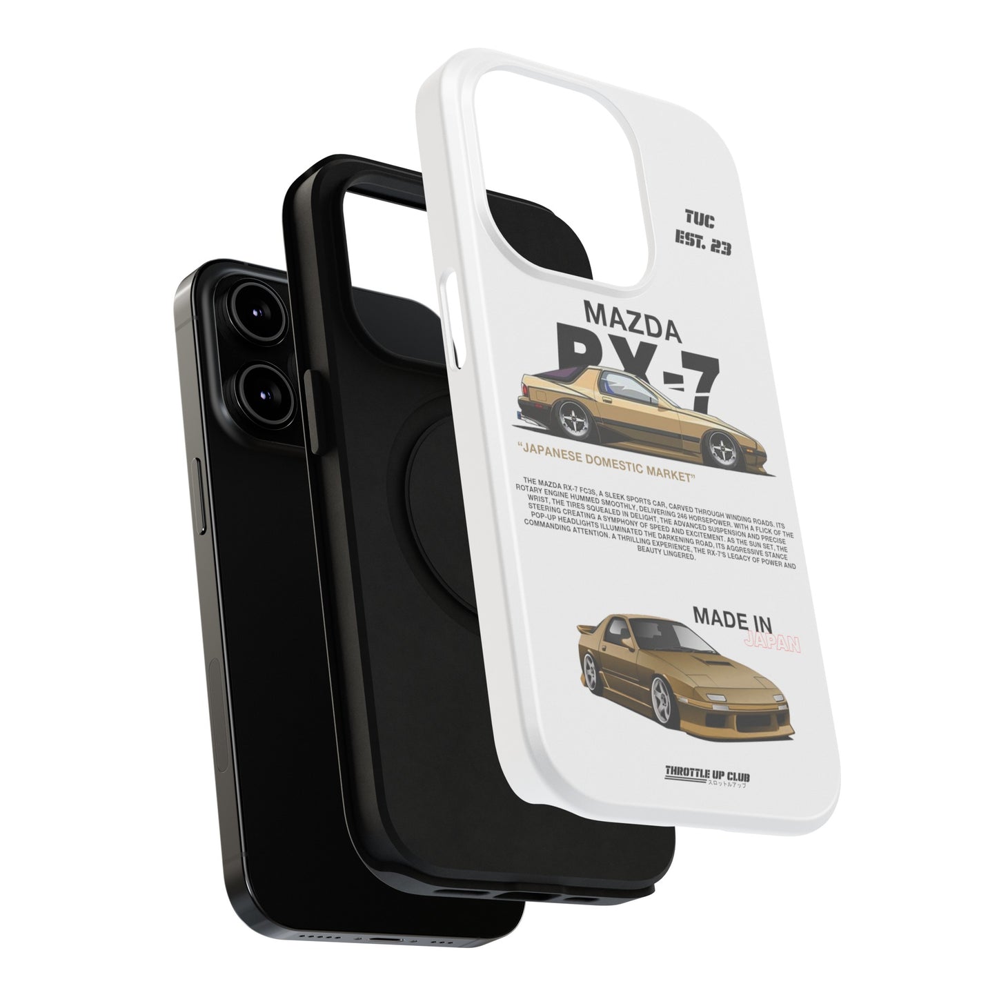 MAZDA RX-7 FC3S PHONE CASE "JAPANESE ENGENEERING" OLD VERSIONS