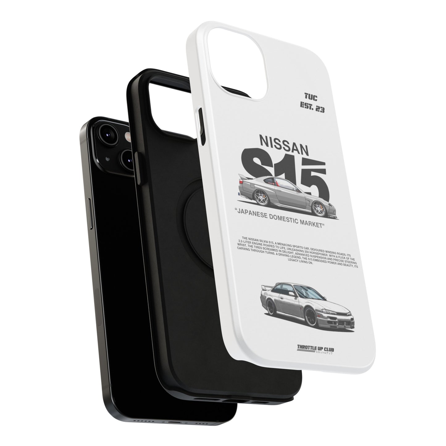 NISSAN SILVIA S15 WHITE PHONE CASE "JAPANESE ENGENEERING" OLD VERSIONS