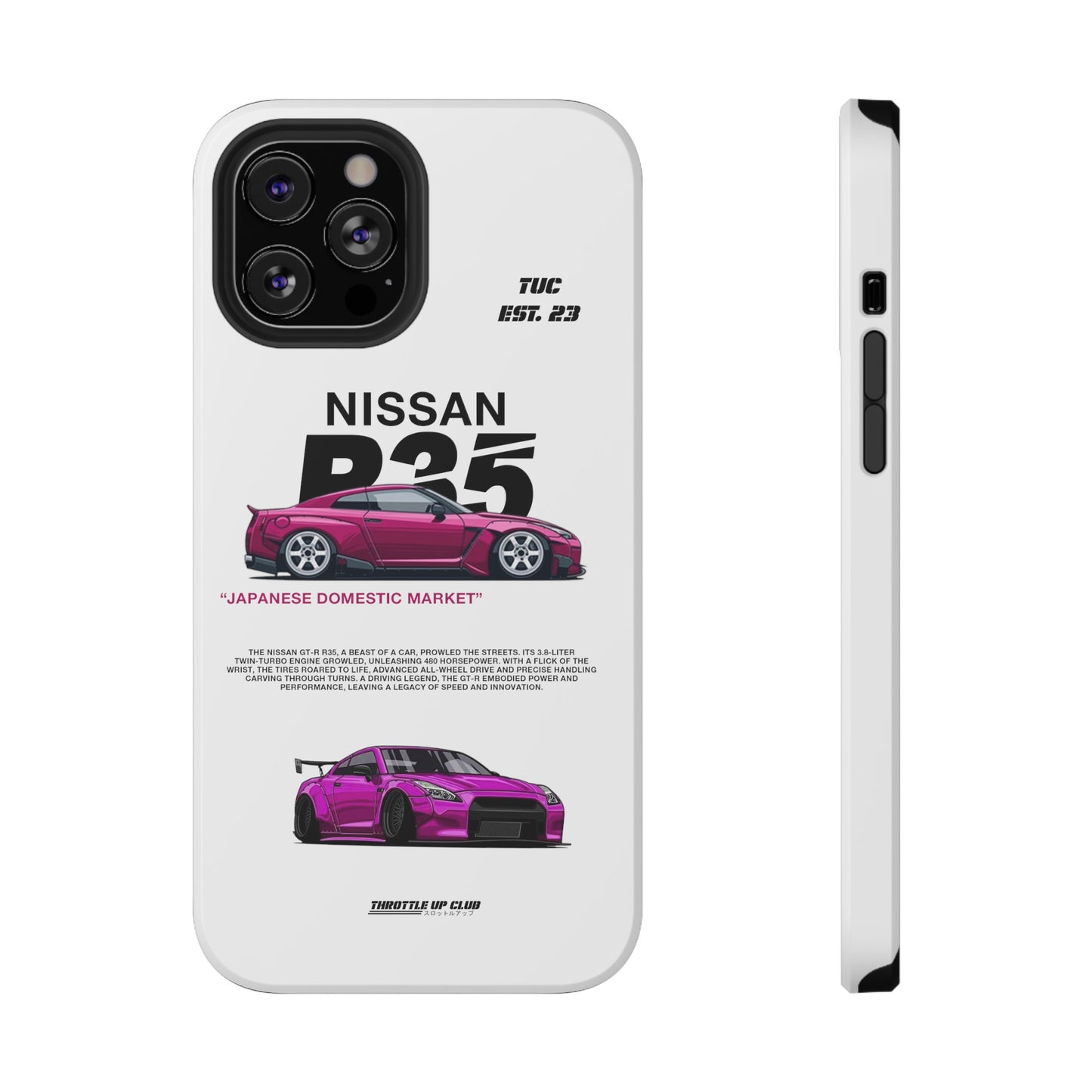 NISSAN GTR R35 WHITE PHONE CASE "JAPANESE ENGENEERING" NEW VERSIONS