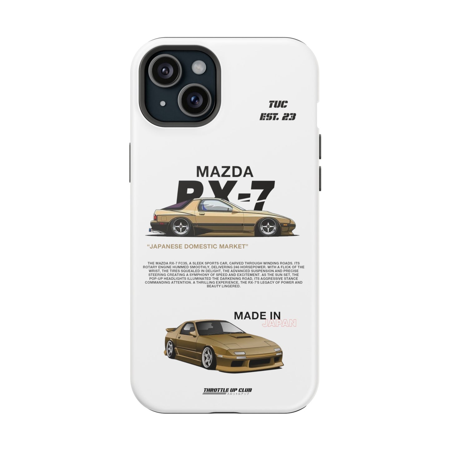 MAZDA RX-7 FC3S PHONE CASE "JAPANESE ENGENEERING" OLD VERSIONS