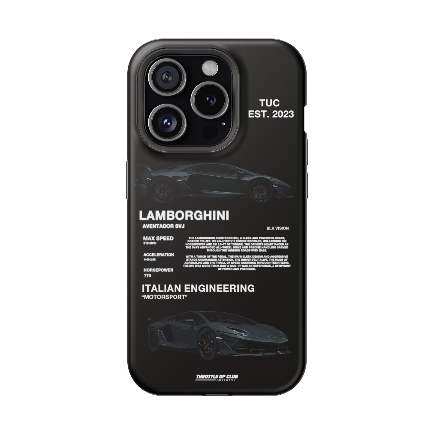 LAMBORGHINI AVENTADOR SVJ "ITALIAN ENGINEERING" BLK VISION PHONE CASE