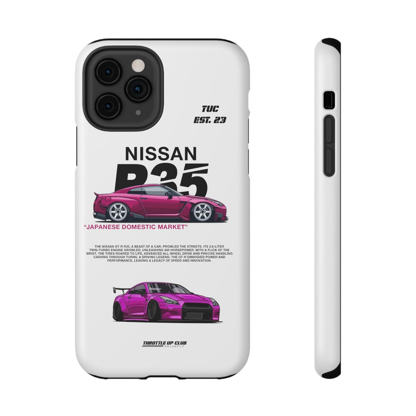 NISSAN GTR R35 WHITE PHONE CASE "JAPANESE ENGENEERING" NEW VERSIONS