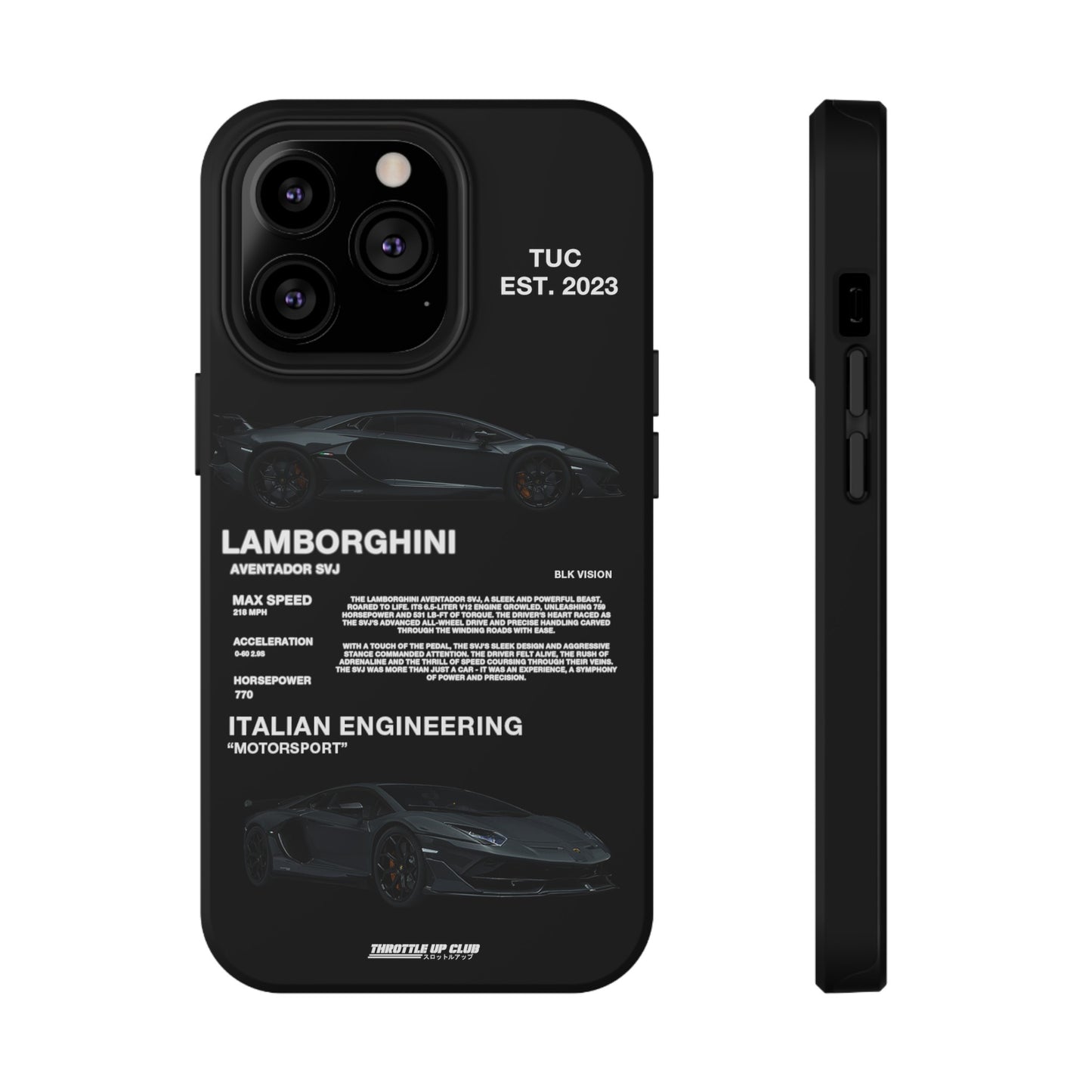 LAMBORGHINI AVENTADOR SVJ "ITALIAN ENGINEERING" BLK VISION PHONE CASE