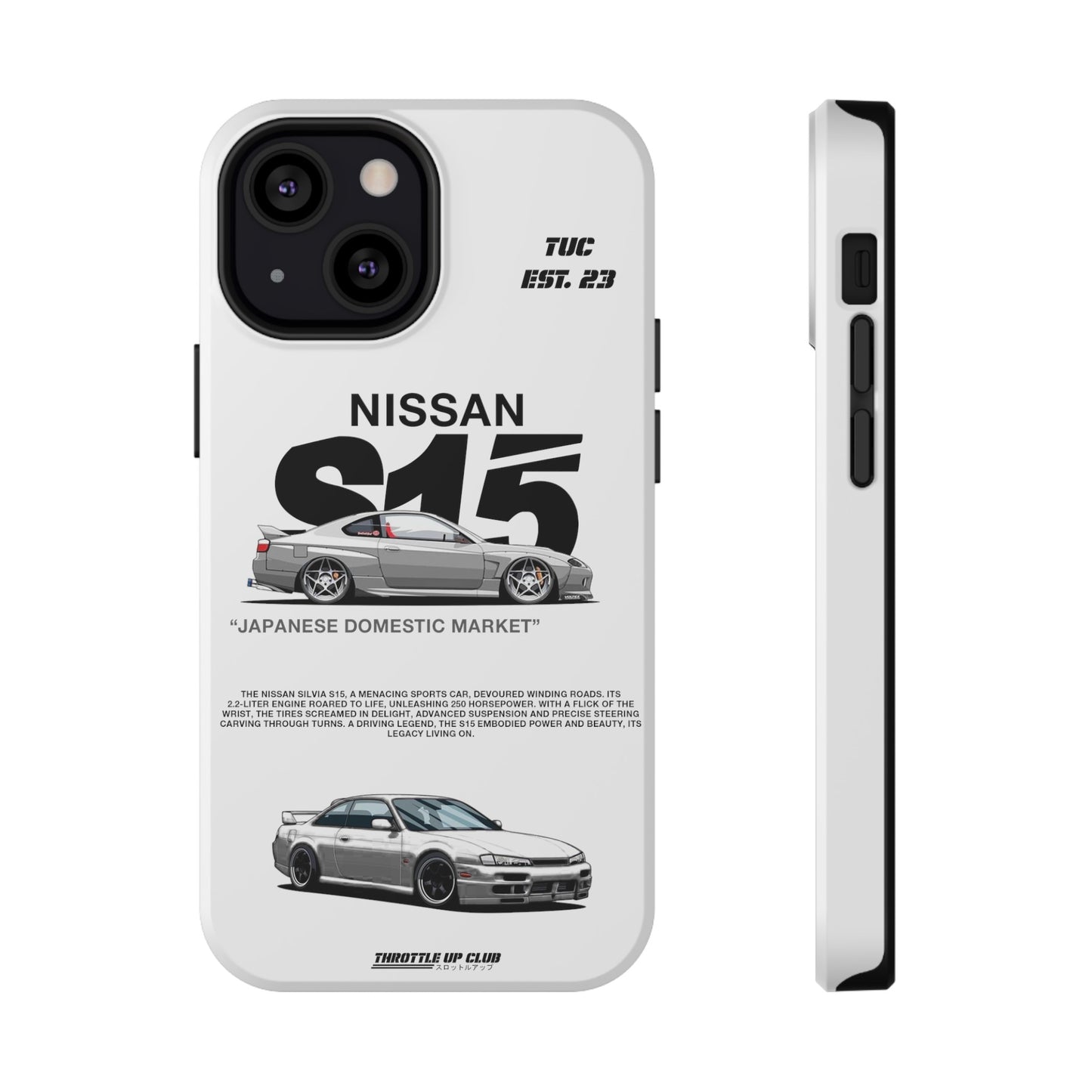 NISSAN SILVIA S15 WHITE PHONE CASE "JAPANESE ENGENEERING" OLD VERSIONS